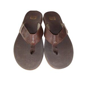 Reef Santa Ana Mens Sandals Brown Thong Leather Strap Beach Slip On Size 12